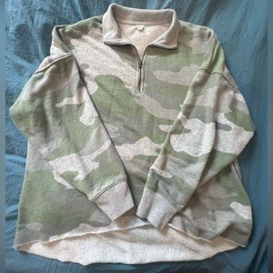 Aerie Camo Oversized Quarterzip Sweatshirt